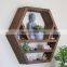 Geometric Honeycomb Hexagon Floating Wall Shelves Rustic Wooden Display Shelf for Crystals  Stones Essential Oils