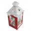 Wholesale red glass metal Christmas decorative lanterns with candles candle lantern holder