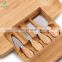 Hot Sale Bamboo Cheese Board with One Drawer and 4 Cheese Knives Set for Kitchen