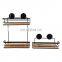 Steel Wooden Shelves Corner Wall Mounted Rack Bathroom Storage Shelf Shower Caddy with Suction Cup