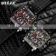 BREAK 5645 Men'S Fashion Casual Auto Date Leather Quartz Rectangle Watch