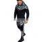 Men Camouflage Tracksuit Causal Hoodies Sweatshirt Patchwork Sets Plus Size  Zipper Jacket+Pants Suit Two Piece
