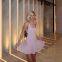 Spring new sweet wide pleated jumpsuit short suspender vest dress women