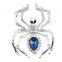 Blue crystal brooch rhinstone silver animal spider brooch personality brooch