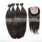 Tangle free, full cuticle 2 years use time cheap mongolian straight hair weave with silk top closure