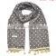 Wholesale Latest Polka Dot Printed Cotton Linen Children Girls Scarf With Tassels