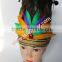 Yellow Color Headdress Native American Indian Headdress Cock Feather For Indian Headdress Halloween Products