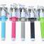 Wired Selfie Stick with Mirror and Foldable Phone Holder
