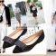 Europe flat tip with USES shallow mouth bow plain black leather suede women's shoes