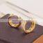 Simple Zircon Hoop Earrings-Cubic Zirconia 18K Gold Plated Hoop Huggie Handmade Earrings