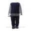 New arrival boutique wholesale unisex one piece navy stripe baby overall romper long sleeves