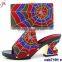 csb7191 black blue red yellow hot sell spider pattern popular shoes matching bags Africa fashion purse and shoes