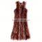 2016/2017 New Style Women Dark Brown Knitted Rabbit Fur Long Vest With Sleeveless