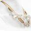 Trendy stainless steel double layer big crystal gold chunky necklace