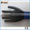 BSSAFETY Blue nylon knitted black nitrile coated zebra safety gloves for garden work