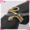 New design imitation gold bangles with crystal decoration, sna0ke shaped ladies fancy bangles