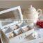 Solid white wooden tea bag storage chest with see through top wholesale