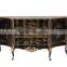 Antique Wooden Curio Cabinets, Exquisite Gold Painting Chest Of Drawers, Classical Wood Carved Console Cabinet