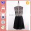 Business Sleeveless Dating Dinner Party Cocktail V NecChic Lace Sheer Back Princess Line Black Dress