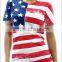 American flag Black White Tees latest new design short style lady printing graphic t shirt for women