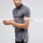 Custom Short Sleeve Button Placket Longline Side Hem Zip Dark Grey Men's 97% Polyester 3%Spandex 200g Casual Slim Fit Polo Shirt