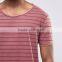 Custom Men Stripe Basic Design Long Drop Tail T-Shirt ,enlongated Fitness t Shirts High Quality Best Price