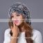 2016 New Genuine Rex Rabbit Fur Hat Knitted Rabbit Fur Cap Real Rabbit Fur Headwear Winter Warm Womens Hat