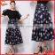 100% Polyester Sweet Floral Midi A-Line Bubble Skirt