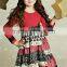 4th of July Wholesale Long Sleeve Red White Chvvron Stripe Kids Dress From Yiwu Conice