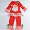 Children christmas clothes red santa claus top with red ruffle pants girl christmas costumes kids outfits