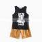 Black Cotton Vest Two Piece Set Adjustable Tightness Casual Shorts Baby Body Suit