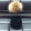 Thick warm winter girl lady fancy knitting hats with large fur poms