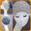 Unique latest design unisex bi-color wool knit hat removable raccoon fur pom poms