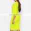 New Style Plus Size Plunge V -Neckline Lace Up Front Yellow Women Bodycon Midi Dress