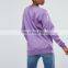 Wholesale 100 Cotton Plain Design Boyfriend Purple Sweatshirt with Fitted Trims