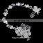 Wholesale flower hair comb , silver crystal flower head chain, long hair comb design