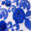 cheap wholesale glitter blue fringe flower sequin lace fabric