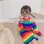 2020 Spring Korean Children's Clothing Long Western Style Rainbow Stripe t Air-conditioning Clothing Home Service