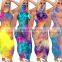 Summer Women Tie Dye Sleeveless Dress With Face Cover Girls Sexy Summer Tie Dye Long Dress Maxi Dress with face