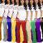 New Arrivals Fashion Women Casual Mid Waist Pockets Solid Split Pleated Flared Pants Stacked Leggings