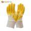 Sunnyhope interlock line yellow Smooth nitrile coated knit wrist work gloves