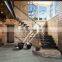Mono Stringer Stairs Oak Wood Tread Staircase with glass railing
