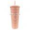 Studded Matte Plastic Water Cup Double Wall Tumbler Studded Tumbler Cups With Lid Straw