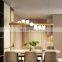 Nordic Long Strip Lamps Wooden LED Hanging Lamp Dining Room Lights Modern Linear Pendant Light 7-BULBS Lighting Restaurant
