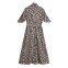 2025 Summer New Women's Bow Tied Animal Pattern Printed Shirt Dress