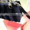 Genuine Leather Black Color Mink fur handbag real fur lady shoulder bags