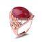 Fashionable rose gold natural gemstone finger ring for Christmas gift