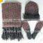 2013 fashion winter Ladies knitted slack ombre beanie scarf glove set