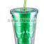 16oz colorful Skull plastic double wall tumbler with lid and straw