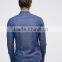 Guangzhou High Quality Custom Long Sleeve Spread Collar Mens Cotton Elastane Stretch Denim Casual Navy Solid Shirts